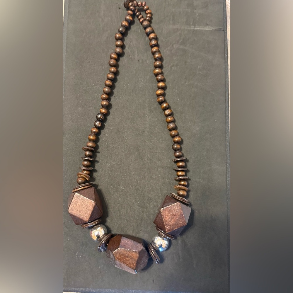Handcrafted Brown Wooden Bead Necklace